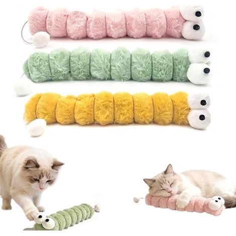 Lot de 3 pièces - Peluche pour chat - Peluche remplie d'herbe à chat - Jouet pour chat - Coussin de jeu doux - Jouet interactif pour chat, idéal pour jouer seul - Rose/Jaune/Vert (1/5)