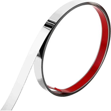 Bande décorative plate autocollante effet miroir argentée pour mur, bureau ou plafond. (1/4)