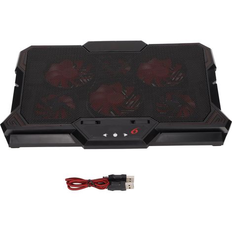 Support refroidisseur pour ordinateur portable, alimenté par USB, hauteur réglable, 6 ventilateurs silencieux, écran LED tactile, compatible 12 à 17,3 pouces (1/5)