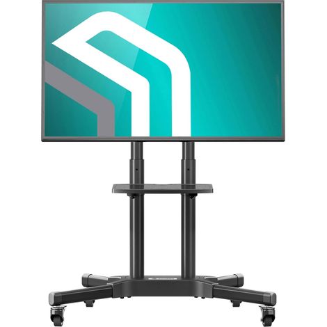 Support TV roulettes pour 32-65 Pouces Charge Max 50 kg, Support TV sur Pied avec roulettes VESA 100x100-600x400, Chariot Television Hauteur Réglable, Chariot Télé Roulant Noir (1/5)