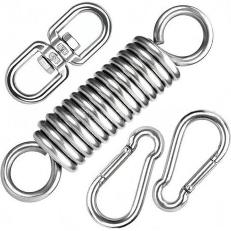 Set di sospensione per amaca e sedia sospesa in 4 pezzi, con molle in acciaio inox 304 e ganci, ideale per altalene da esterno.