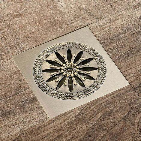 Scarico doccia quadrato in ottone 10x10 cm, drenaggio rapido, antiodore per il bagno, design moderno e resistente (1/4)