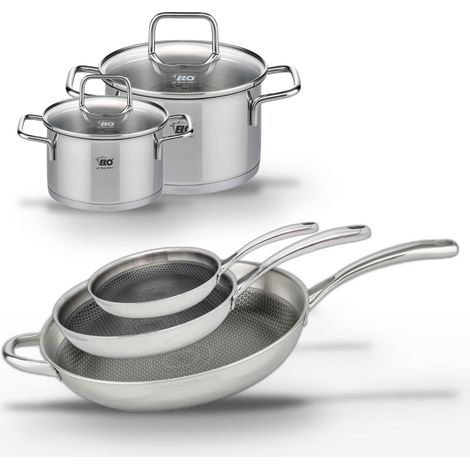 Lot de 3 Poêles 24/28/32cm Elo Relief Evolution et 2 Faitouts 12/16cm (1/5)