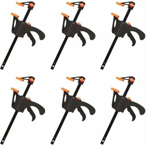 (4pouces) Déstockage Lot de 6 Serre-joints en Forme de F, Serre Joint avec Serrage Rapide et Facile, Outils à Main pour Menuiserie, Porte en Bois (1/4)