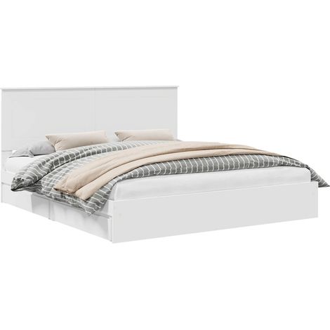 Maison Exclusive - Aufbewahrungsbett mit Kopfteil Weiß 180 x 200