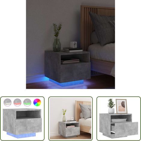 LED Nachttisch -  Nachttisch mit LED-Leuchten Betongrau 40x39x37 cm (1/5)