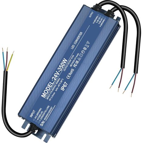 alimentation 24v 14.6A, Transformateur 220V 24V 350W, étanche IP67 Transfo AC à DC, convertisseur 220v 24v, pour CCTV MR16 G4 MR11 GU5.3 Ampoule et Bande Lumineuse LED, Non Dimmable (1/5)