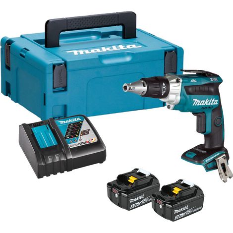 Makita DFS250RFJ Cordless 18V LXT Brushless Drywall Screwdriver - 2x 3Ah Batteries, Charger & Makpac 2 Case (1/3)