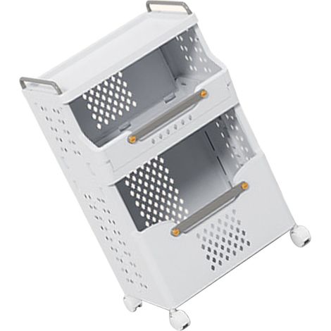 Panier à linge pliable, multifonctionnel, grande capacité, en plastique, pour ranger le linge sale dans la salle de bain ou la maison (2 niveaux). (1/5)