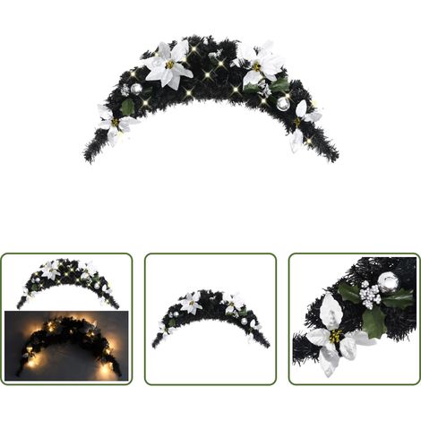 vidaXL Arche en PVC -  Arche de Noël avec lumières LED Noir 90 cm PVC (1/5)