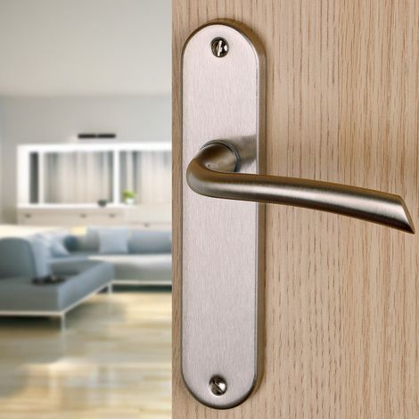 Ouvre&Déco – 2 poignées de porte RHAPSODIE sans trou, zamak nickel mat entraxe 165 mm
