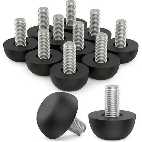 Lot de 12 pieds de meubles réglables M8 en acier inoxydable 304 filetage 8 mm x 125 à visser pour table chaise bureau armoire. (1/5)