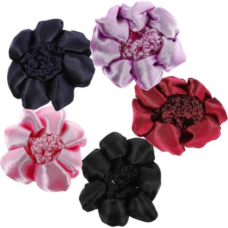 Lot de 5 filets à cheveux élastiques pour filles, style danseuse, pour chignon et coiffure. (1/5)