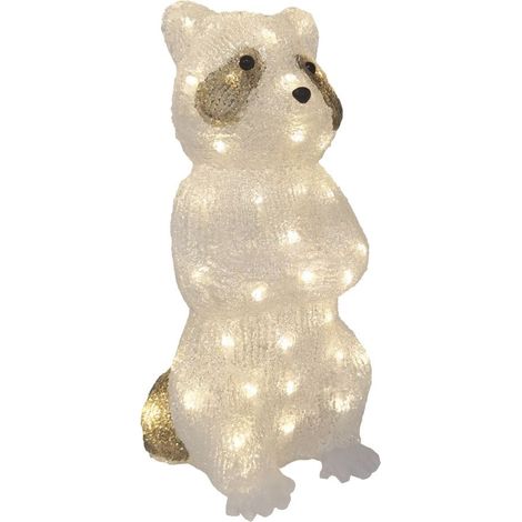 TrendLine LED Acrylfigur Waschbär 38 x 20 cm warmweiß-weiß Außen mit Timer Figuren