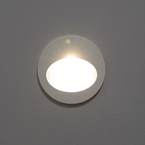 Baliza Exterior LED 3W Empotrable Pared Circular Blanco Coney 2700K Blanco Cálido