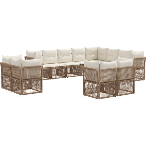 Gartensofa-set 12 pcs Beige Poly-Rattan vidaXL