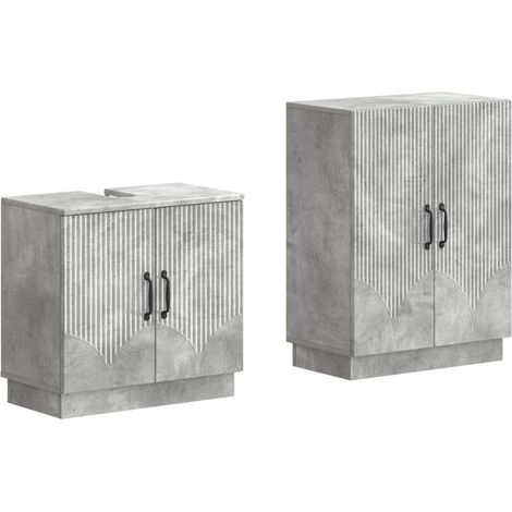 Maison Exclusive - Ensemble de 2 meubles de salle de bain HOORN Gris béton (1/5)