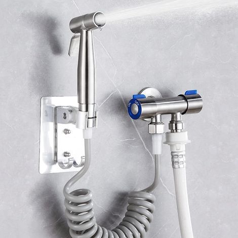 Kit Douchette WC, Flexible Douchette Toilette WC, Pulvérisateur de Baignoire Portatif pour Toilettes, Kit Hygiene WC en Acier Inoxydable (1/5)