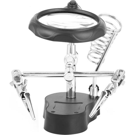 Aide à la main support de réparation loupe pince à pince auxiliaire avec établi de lumière LEDTE-801. (1/5)
