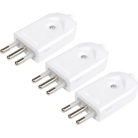 Electraline 92429 Confezione da 3 Spine Orientabili, 10A 2P+T, consentono di essere montate in posizione stamdard o angolare salvaspazio (1/4)