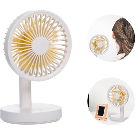 Ventilateur de bureau portable avec lampe torche, chargement USB, angle d'inclinaison et 3 vitesses réglables, idéal pour les voyages, le bureau, la maison et la chambre.