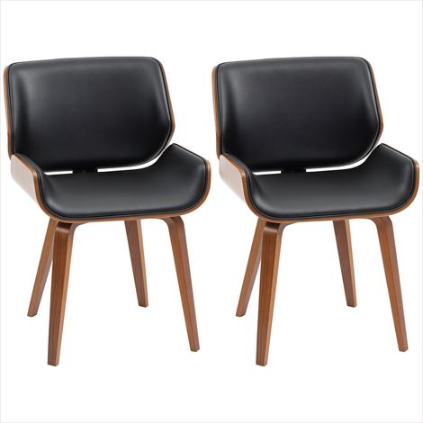 Banc de salle à manger 2 chaises vintage noires et bois assise (1/5)