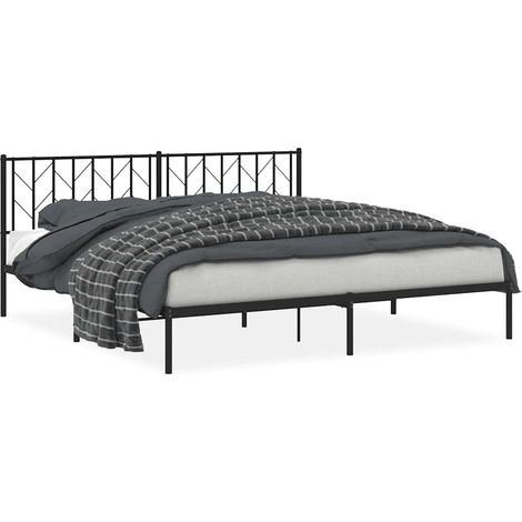 Maison Exclusive - Cadre de lit métal sans matelas avec tête de lit noir 193x203cm (1/5)