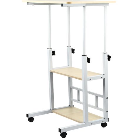 Haloyo® Table Bureau et Table Ordinateur avec Roulette, Table d’Appoint Canapé Polyvalente, pour la maison, le bureau, 60x40x90cm, Noir et blanc (1/5)