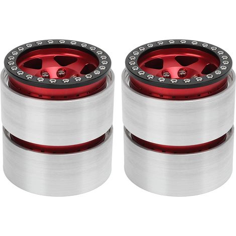 Satz von 4 1,9 Zoll Beadlock-Radnaben aus Aluminiumlegierung für Axial SCX10 90046 AXI 03007 und REDCAT MST 1/10 (rot). (1/4)