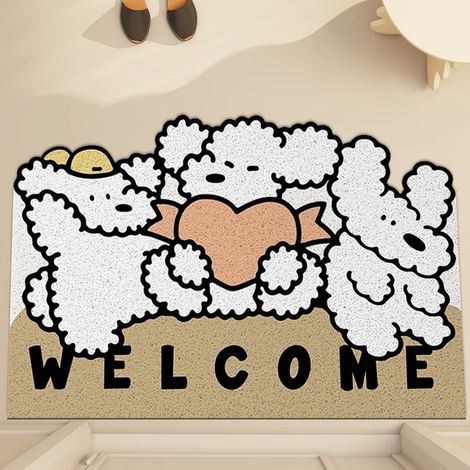Adorables trois petits cerceaux en soie 4060cm Tapis de sol bouclé résistant et durable à l'usure, à motifs d'animaux de dessin animé, découpable, grattant la boue et enlevant la saleté, tapis d'entr (1/5)