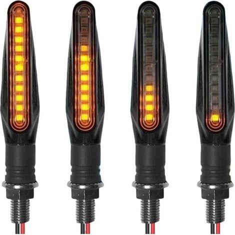 Satz mit 4 sequenziellen LED-Blinkern für Motorräder, 12 V, wasserdicht, gelbe Farbe, universelle dynamische Blinker (1/4)