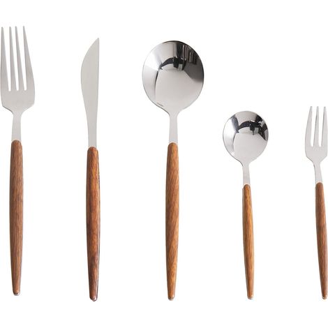 Cutlery Set Silver Stainless Steel Synthetic Material 30 Pieces for 6 People Knife Spoon Fork Teaspoon Fruit Fork Modern Design GEMELLI (1/5)