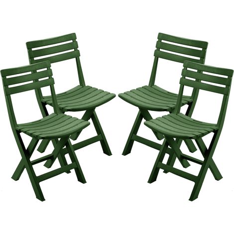 4 SEDIE BIRKI VERDI IN RESINA DA GIARDINO PIEGHEVOLI SALVASPAZIO MODELLO BIRRERIA (1/5)