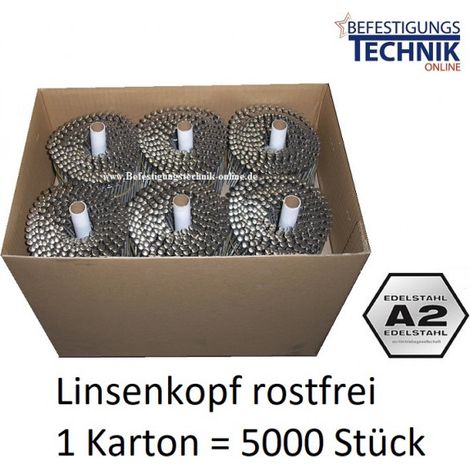 Coilnägel 16° 2,8x70mm Ring rostfrei Edelstahl Linsenkopf für Coilnagler Bostitch N75C-2-E 5,0M"-"EN12582
