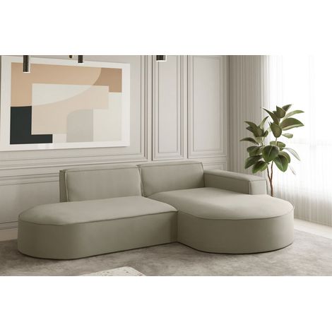 Ecksofa Designersofa PALMA XS in Stoff Opera Velvet Pearl Ottomane Rechts (1/2)
