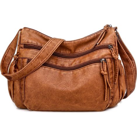 Borsa da donna vintage, borsa a tracolla in morbida ecopelle, borsa a tracolla leggera