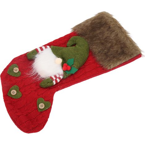 Chaussette de Noël rouge à motif de poupée sans visage, accessoire décoratif pour mur, porte ou cheminée (1/5)