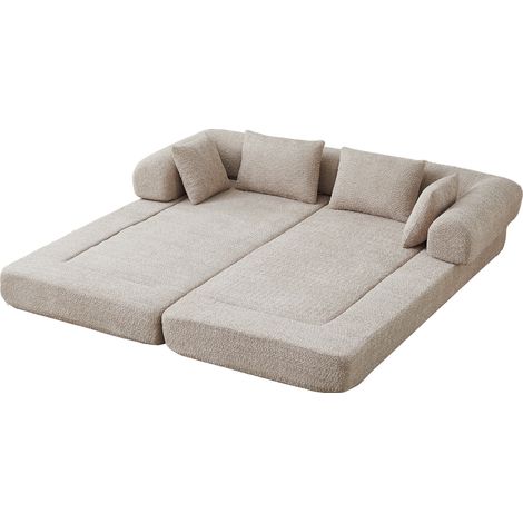 Modulares 4-in-1 Schlafsofa aus Chenille, Khaki, mit 4 Kissen (1/5)