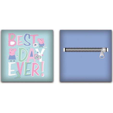 Coussin en Peluche avec poche Peppa Pig - Best Day Ever - Bleu 35x35 cm (1/2)