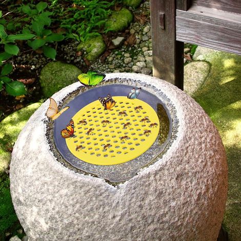 [Estación de alimentación para abejas] Flor flotante de EVA, 4 piezas, 20 cm de diámetro, amarilla, decoración de jardín. (1/5)