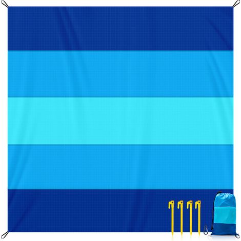 Couverture de plage sans sable - 200 x 210 cm - Anti-sable - Tapis de plage doux - Avec sac de rangement - Pour plage, camping, pique-nique (1/5)