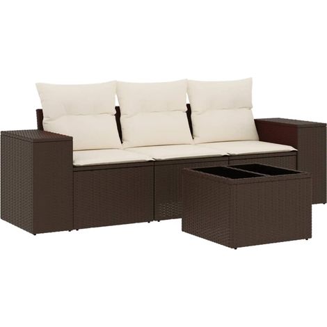 Maison Exclusive - 4-tlg. Garten-Sofagarnitur mit Kissen Braun Po
