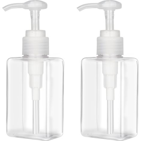 Flacone dispenser con pompa da 150 ml (5,5 oz) - confezione da 2 - dispenser di emulsione in plastica piatta quadrata ricaricabile - flacone con pompa a prova di perdite - 150 ml - confezione da 2 (1/4)