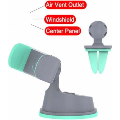 Support de téléphone multifonctionnel pour voiture, fixation universelle pour pare-brise, antidérapant, avec pince pour grille d'aération et rotation à 360°.