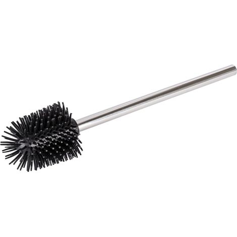 NOLUXA Brosse de silicone avec manche acier inox Brosse de toilette avec tête de rechange en silicone Brillant (1/5)