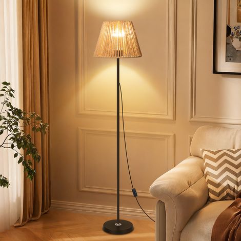 Oraymin – Lampadaire sur Pied Style Bohème en Rotin Tressé - H170 cm - Culot E27 - Socle Noir Élégant - Luminaire Design pour Salon, Chambre et Bureau (Sans Ampoule) (1/5)