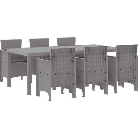 Maison Exclusive - Garten Essgruppe 7 pcs Hellgrau Polypropylen