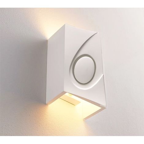 Applique Gesso Interno Bianco Rettangolare Lampada Muro Moderno Attacco E14 5044 (1/5)