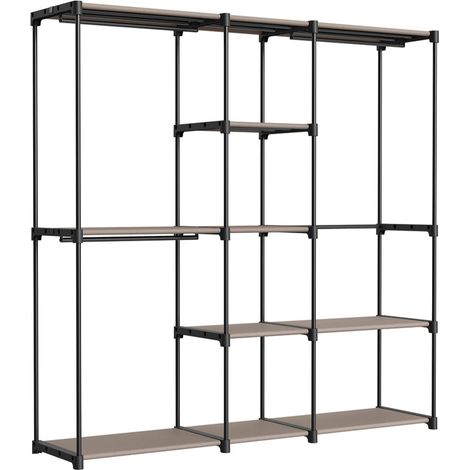 Armoire chambre porte-vêtements penderie 43 x 138 x 182 cm 3 compartiments de suspension avec étagères grande capacité pour chambre adulte enfant salon dressing noir