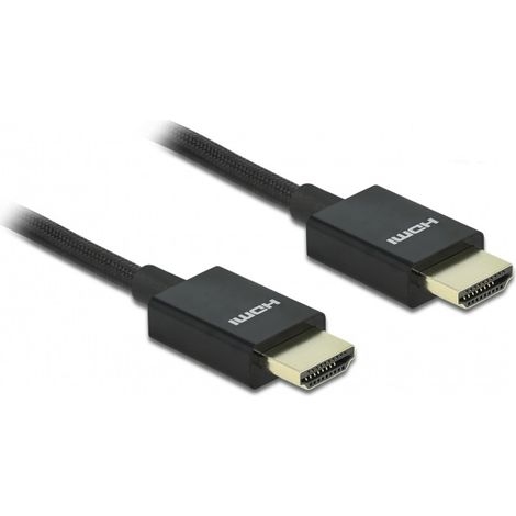 DeLOCK Coaxial Cable HDMI de alta velocidad 48 Gbps 8K 60 Hz negro 0,5 m (1/2)